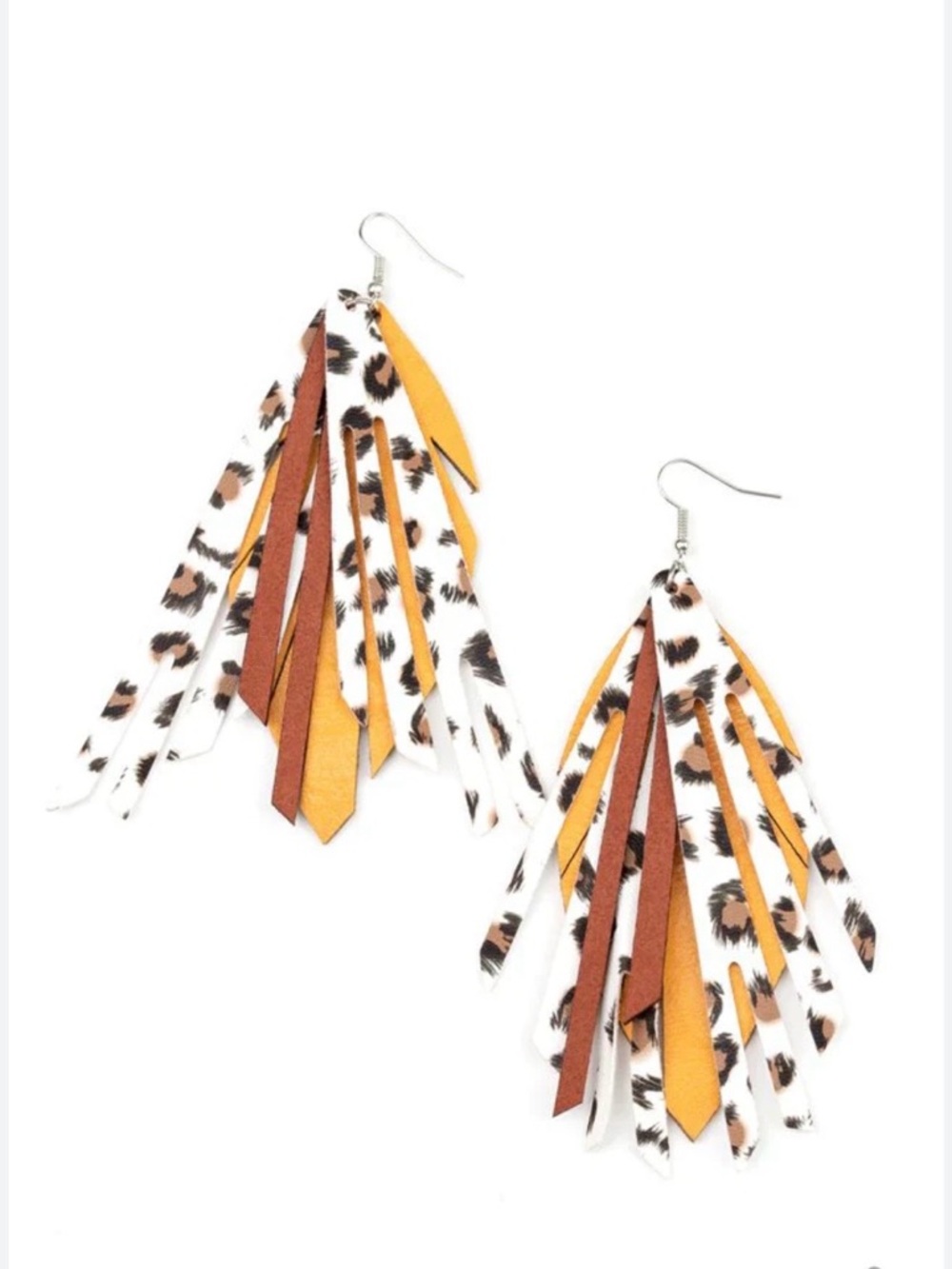 paparazzi Leopard Fringe Drop Earrings - Yellow & Brown